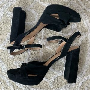 Mossimo Suede-Like Knotted Platform Ankle Strap Heels